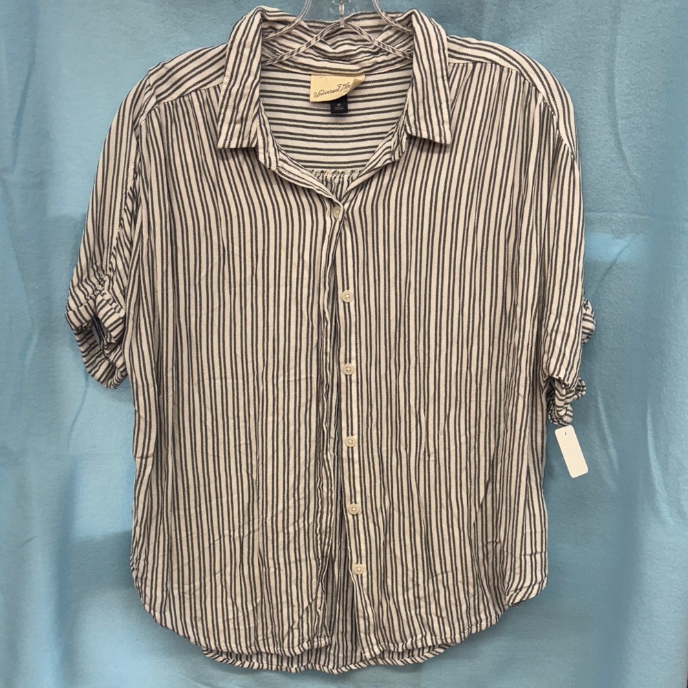 Universal Thread Women's Black and White Striped Blouse
